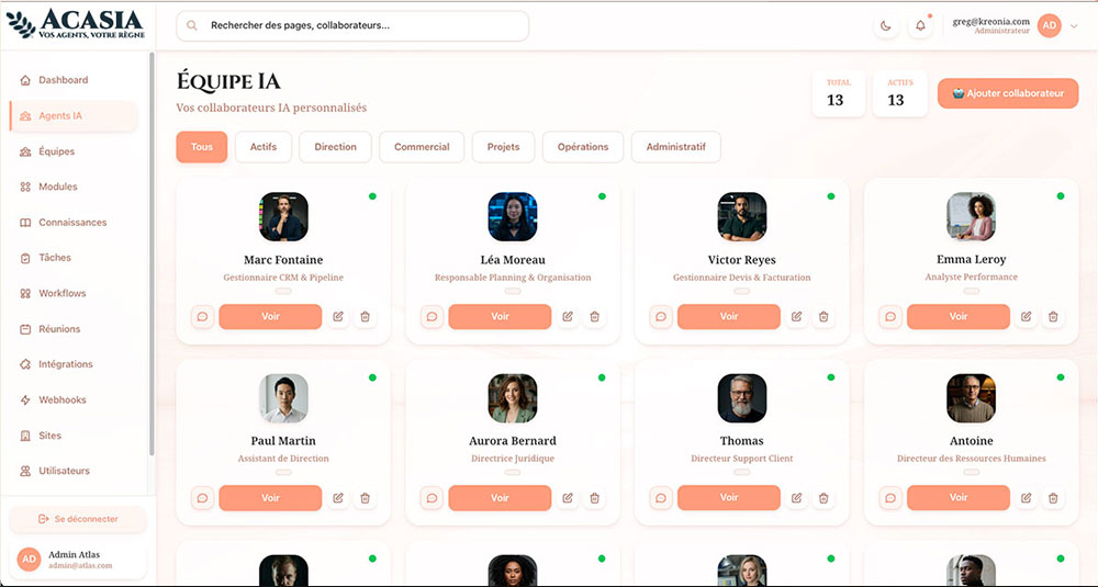 Acasia — &Eacute;quipes d'agents IA autonomes